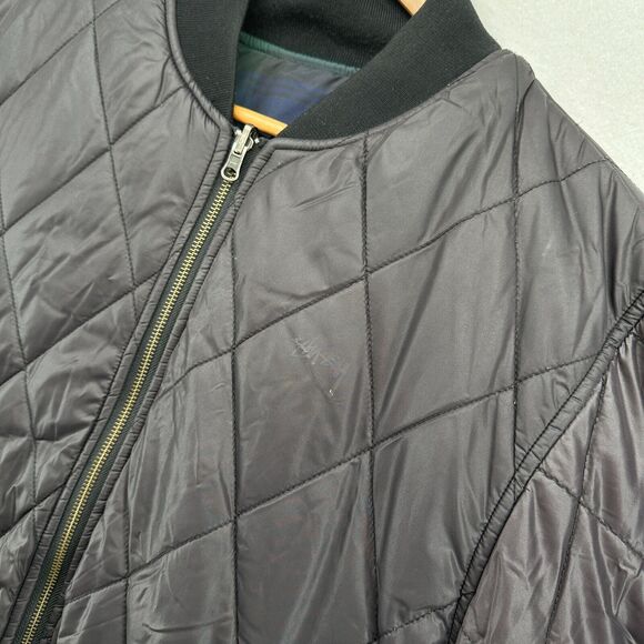 Stussy Quilted Coat Size M Reversible Plaid Black Bomber Jacket Pockets Winter - Picture 8 of 13